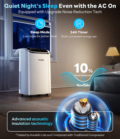 14,000 BTU Portable Air Conditioner Cools Up to 700 Sq.Ft, Works with KoolLink App, Auto-Evaporation, Low Noise, Remote Control
