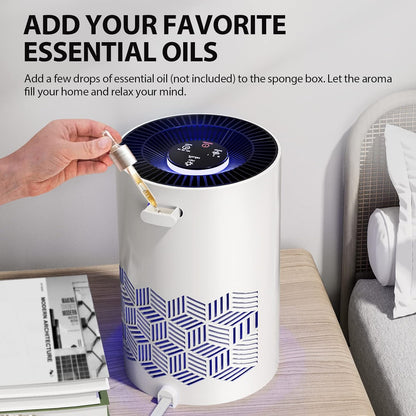 FreAire Air Purifiers for Home, H13 HEPA Air Purifier with RGB Light Air Cleaner For Bedroom Air Cleaner with Speed Control For Dust Smoke Pollen Dander Smell (White)