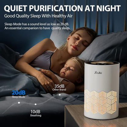 FreAire Air Purifiers for Home, H13 HEPA Air Purifier with RGB Light Air Cleaner For Bedroom Air Cleaner with Speed Control For Dust Smoke Pollen Dander Smell (White)