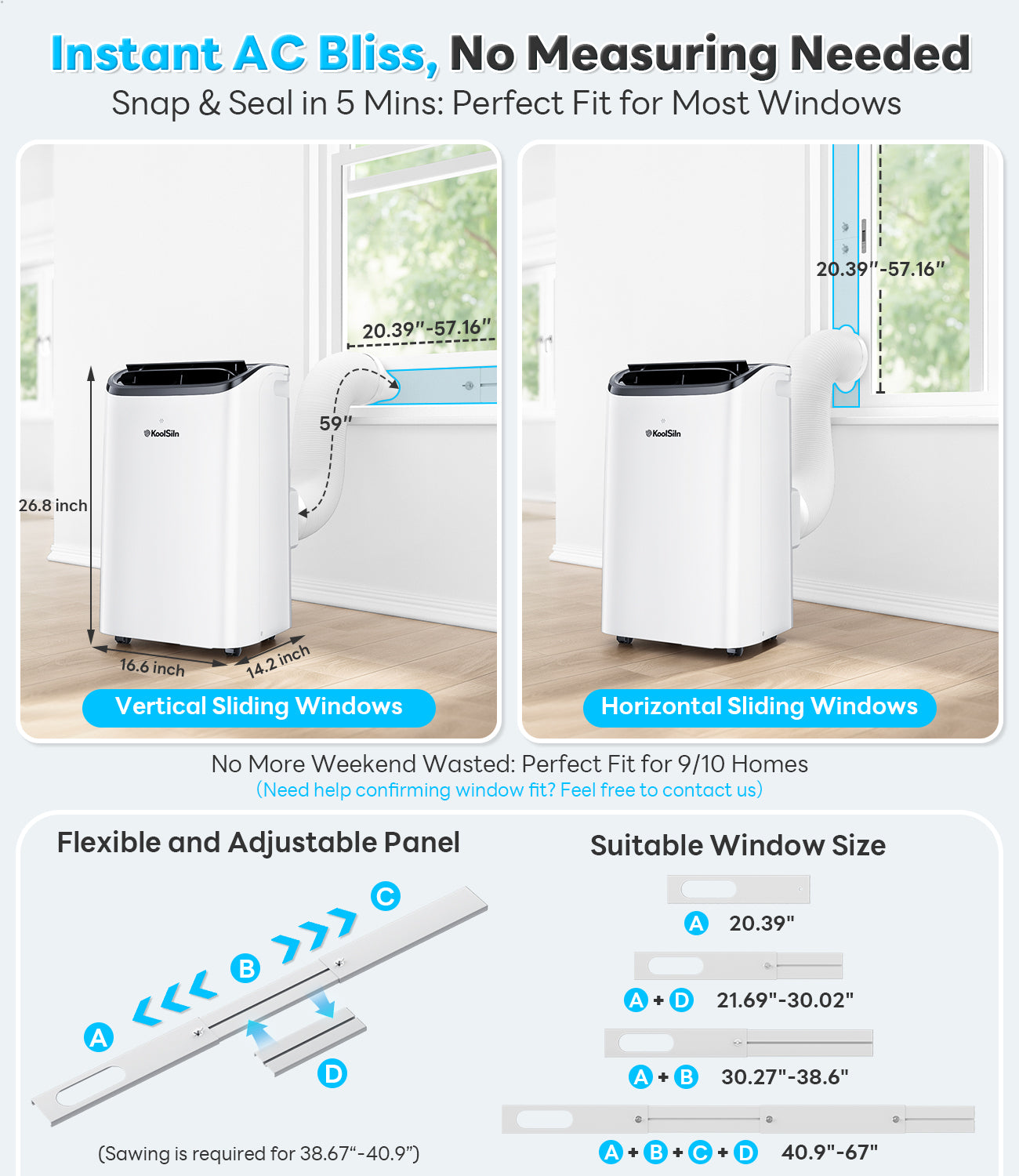 14,000 BTU Portable Air Conditioner Cools Up to 700 Sq.Ft, Works with KoolLink App, Auto-Evaporation, Low Noise, Remote Control