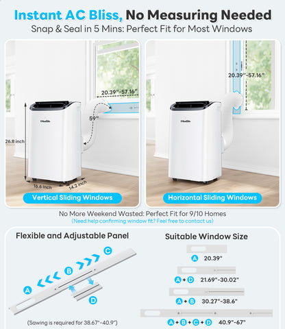 14,000 BTU Portable Air Conditioner Cools Up to 700 Sq.Ft, Works with KoolLink App, Auto-Evaporation, Low Noise, Remote Control